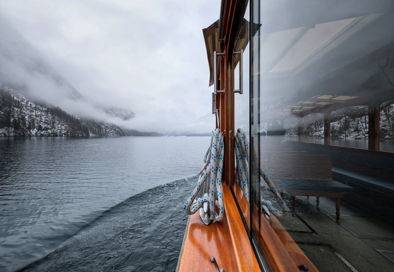 Foggy arctic cruise